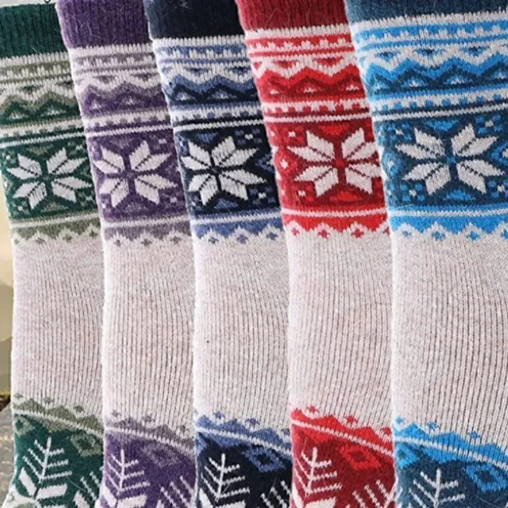 Winter Pattern Merino Wool Blend Socks